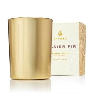 Thymes Frasier Fir  2 oz Votive Candle- Gold