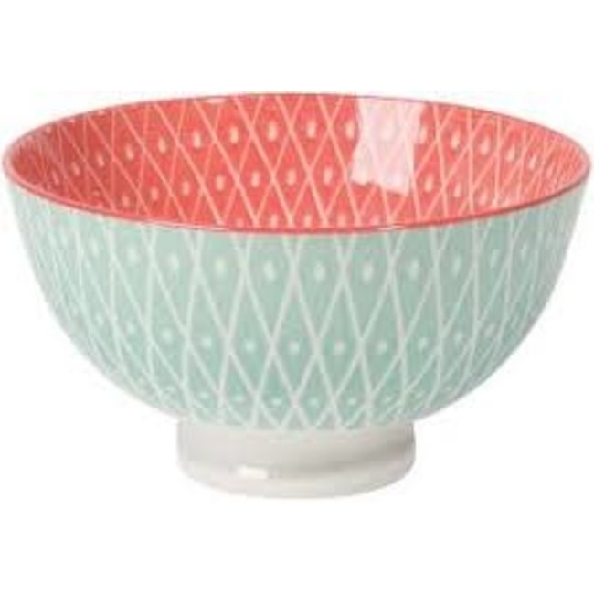 Now Designs Now Designs Stamped 4inch Bowl - Blue Geo/Pink