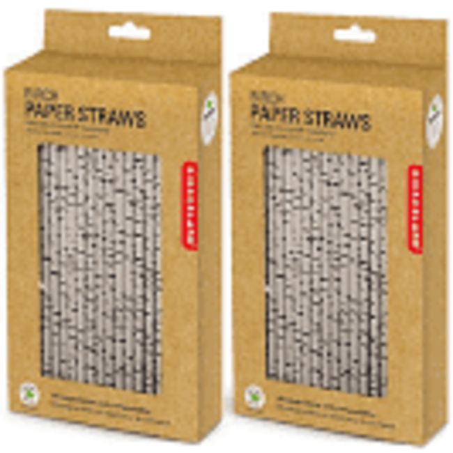 Kikkerland PAPER STRAWS BIRCH BOX OF 144