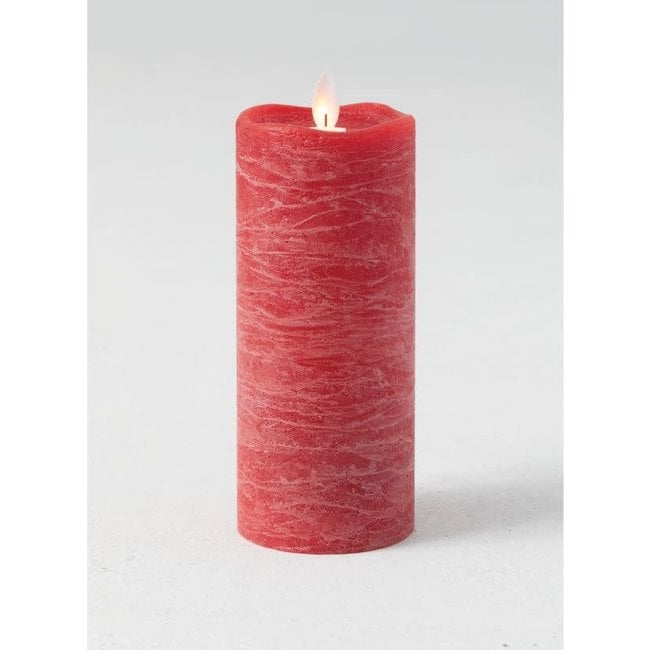 Sullivan 3"x7" LED Frosted Wax Candle Pillar- RED