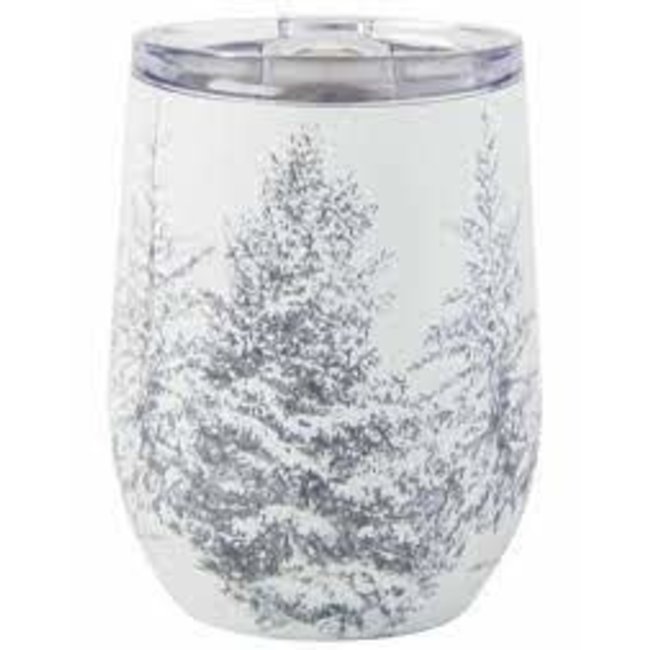 Tag 12oz Stemless WIne- Winter Sketches Tree with cardinal
