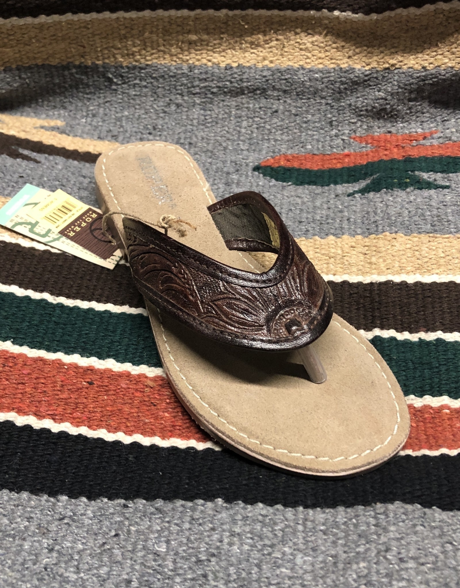 roper tooled leather sandals