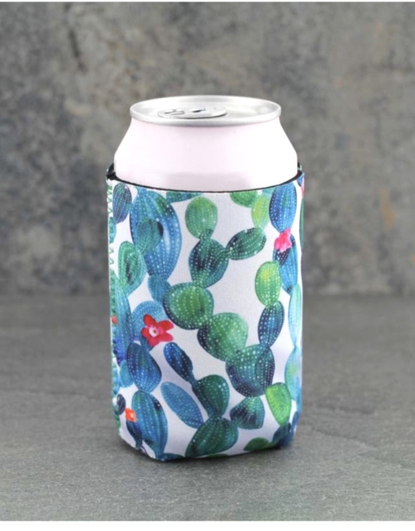 KOOZIE CACTUS WHITE W GREEN DRINK SLEEVE