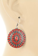 EARRING 3 PAIR SET RED CONCHO