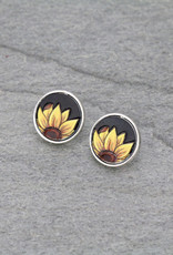 EARRING STUD POST SUNFLOWER LEATHER