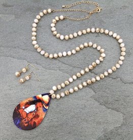 NECKLACE SET WESTERN PORTRAIT GLASS BEAD