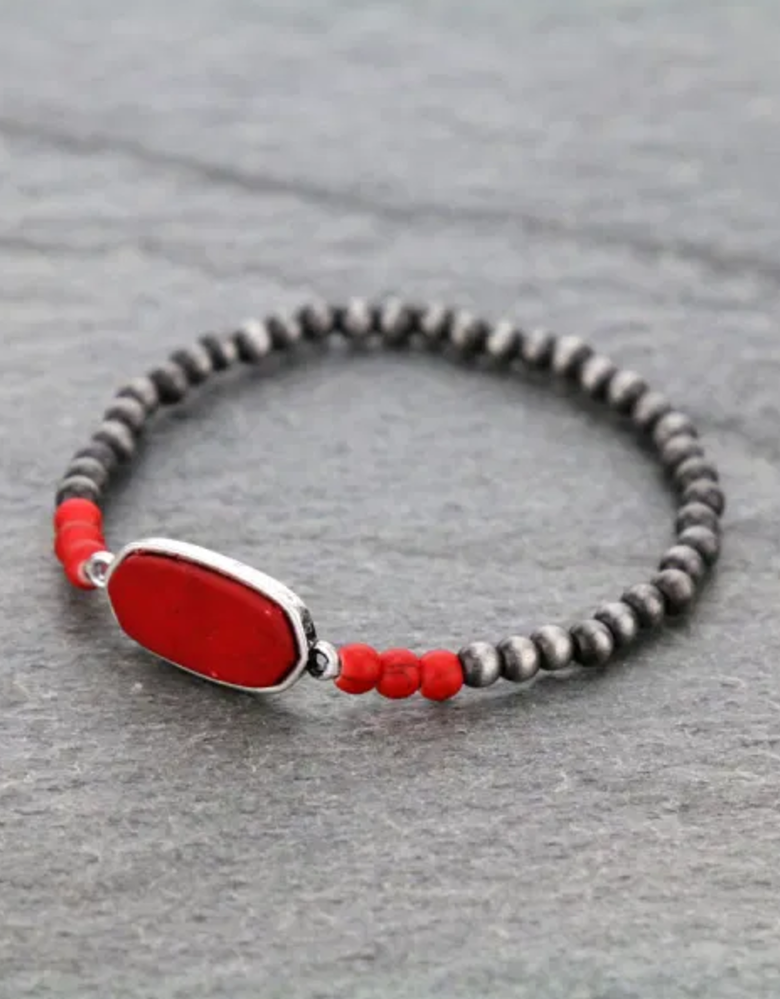 BRACELET NAVAJO STYLE WITH RED STONE