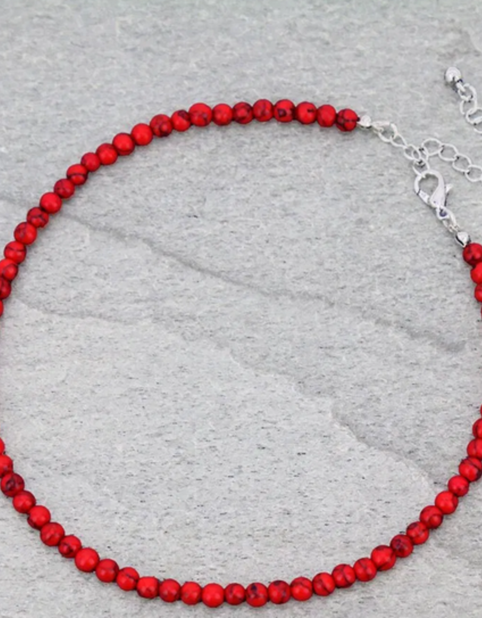 NECKLACE 4MM RED STONE CHOKER