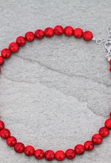 NECKLACE 8MM RED STONE CHOKER