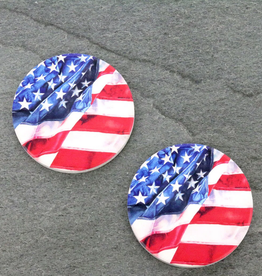 CAR COASTER ABSORBENT CERAMIC ASSORTED PATTERNS AMERICAN FLAG