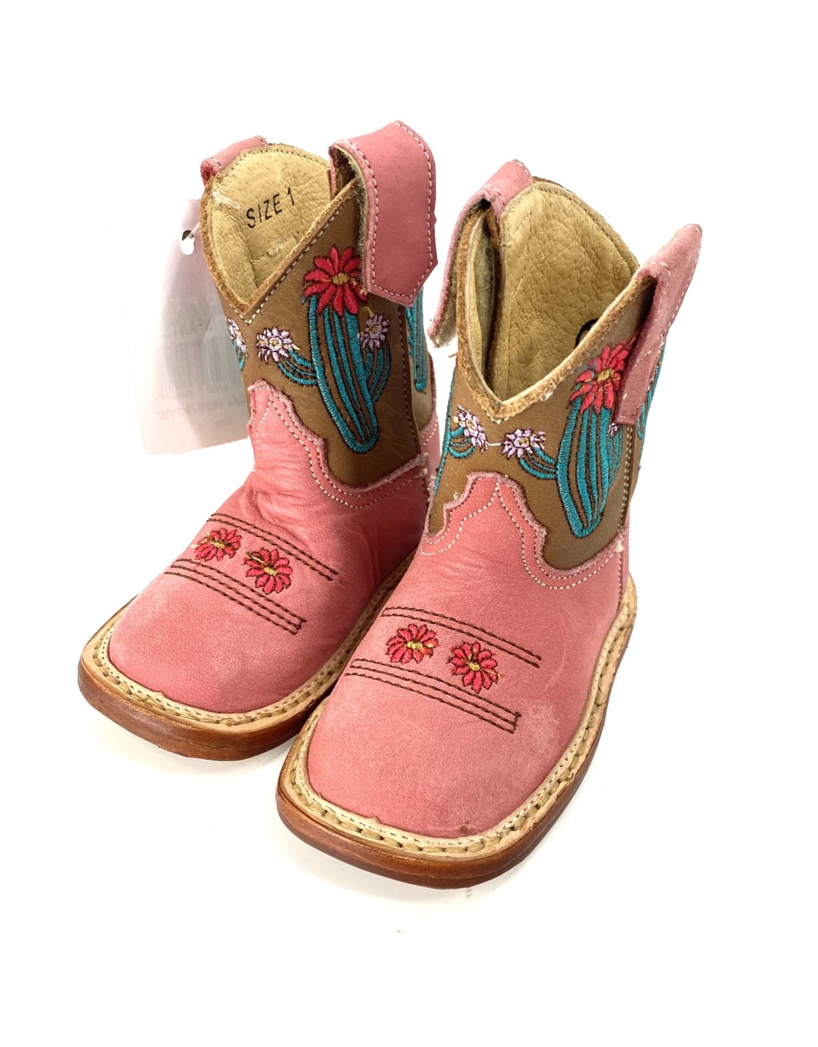 SHOE INFANT BOOT ROPER COWBABIES PINK LEATHER BOOT