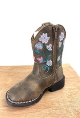 SHOE KIDS GIRLS BOOT ROPER FAUX LEATHER LIGHT UP FLOWER