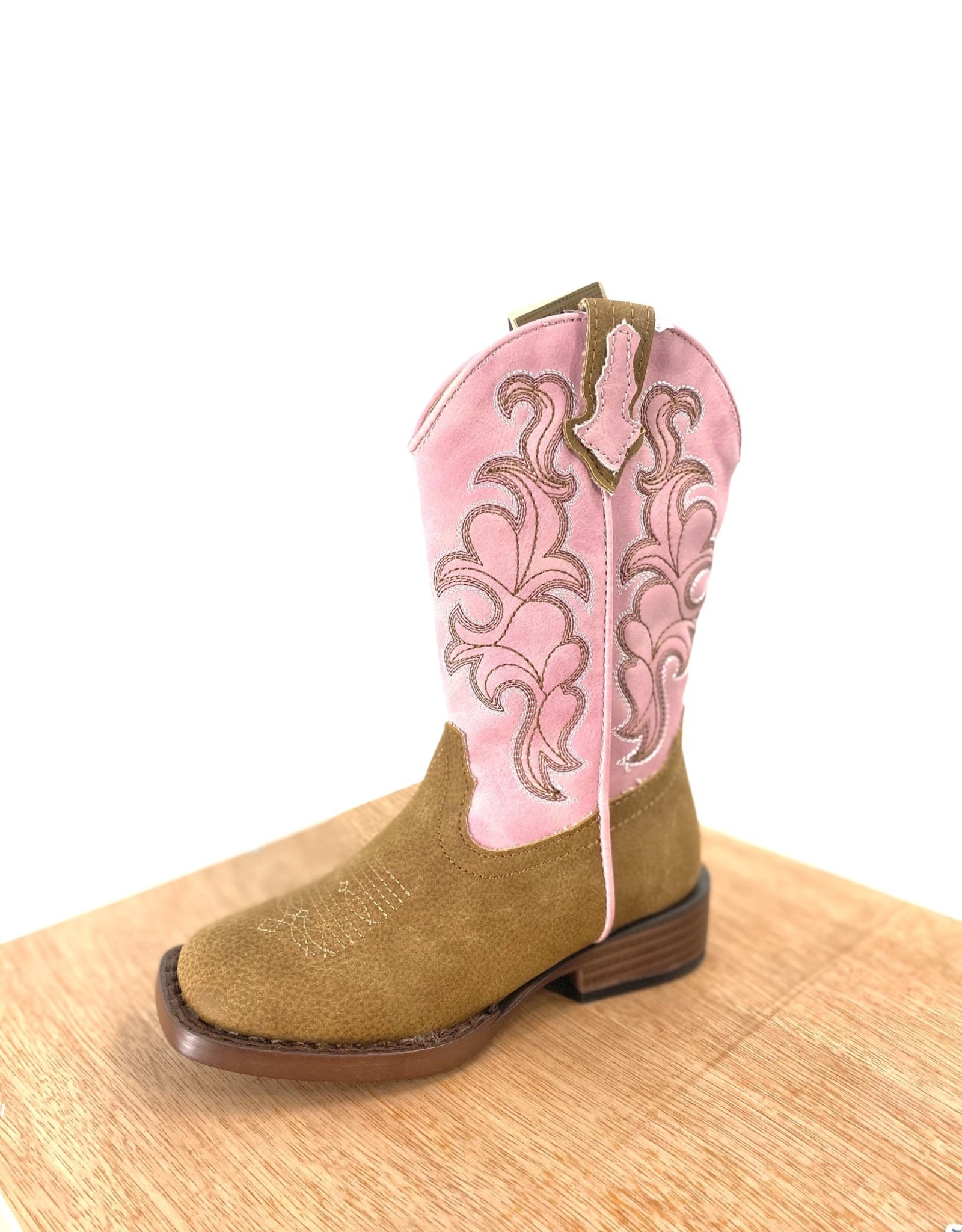 SHOE KIDS GIRLS PINK ROPER COWBOY BOOT FAUX LEATHER