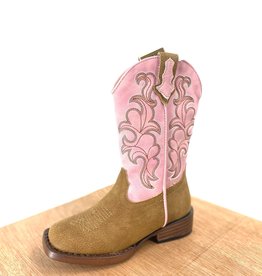 SHOE KIDS GIRLS PINK ROPER COWBOY BOOT FAUX LEATHER