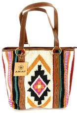 ARIAT PURSE HORSE BLANKET TOOLED LEATHER TOTE AZTEC WARM COLORS