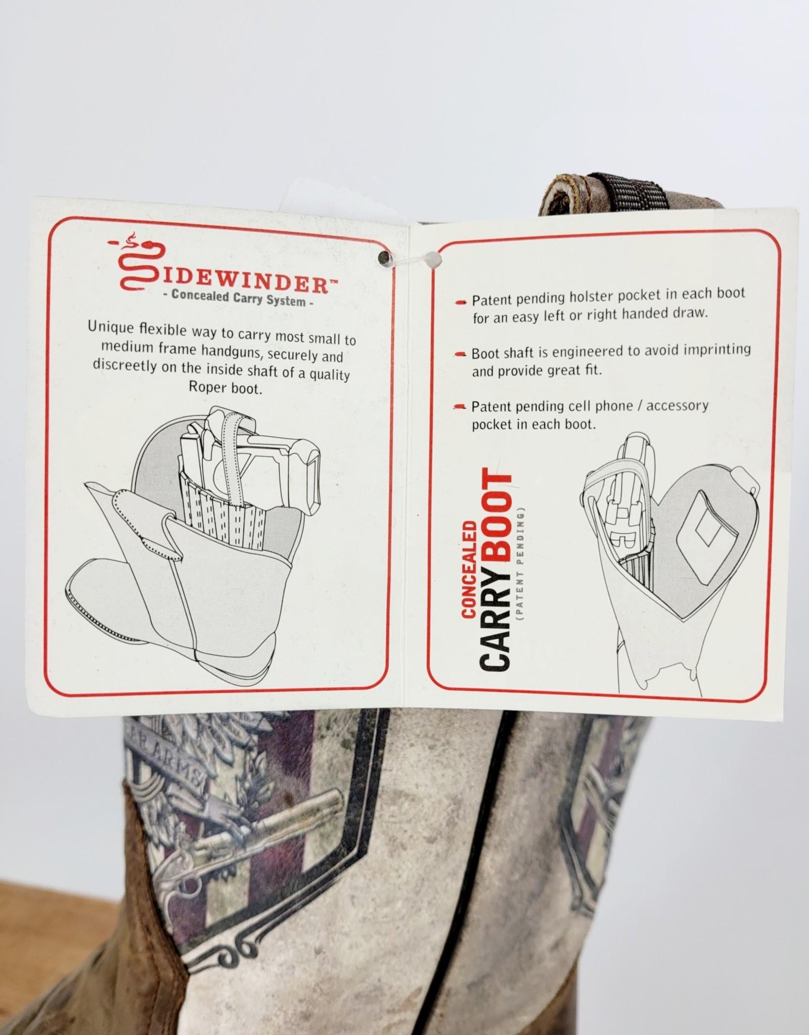 ROPER SHOE MNS ROPER SIDEWINDER BRN 2ND AMENDMENT CONCEALED CARRY