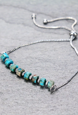 BRACELET TUBULAR NATURAL TURQUOISE STONE ADJ CHAIN