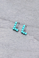 EARRINGS INITIAL TURQ SEMI STONE STUD