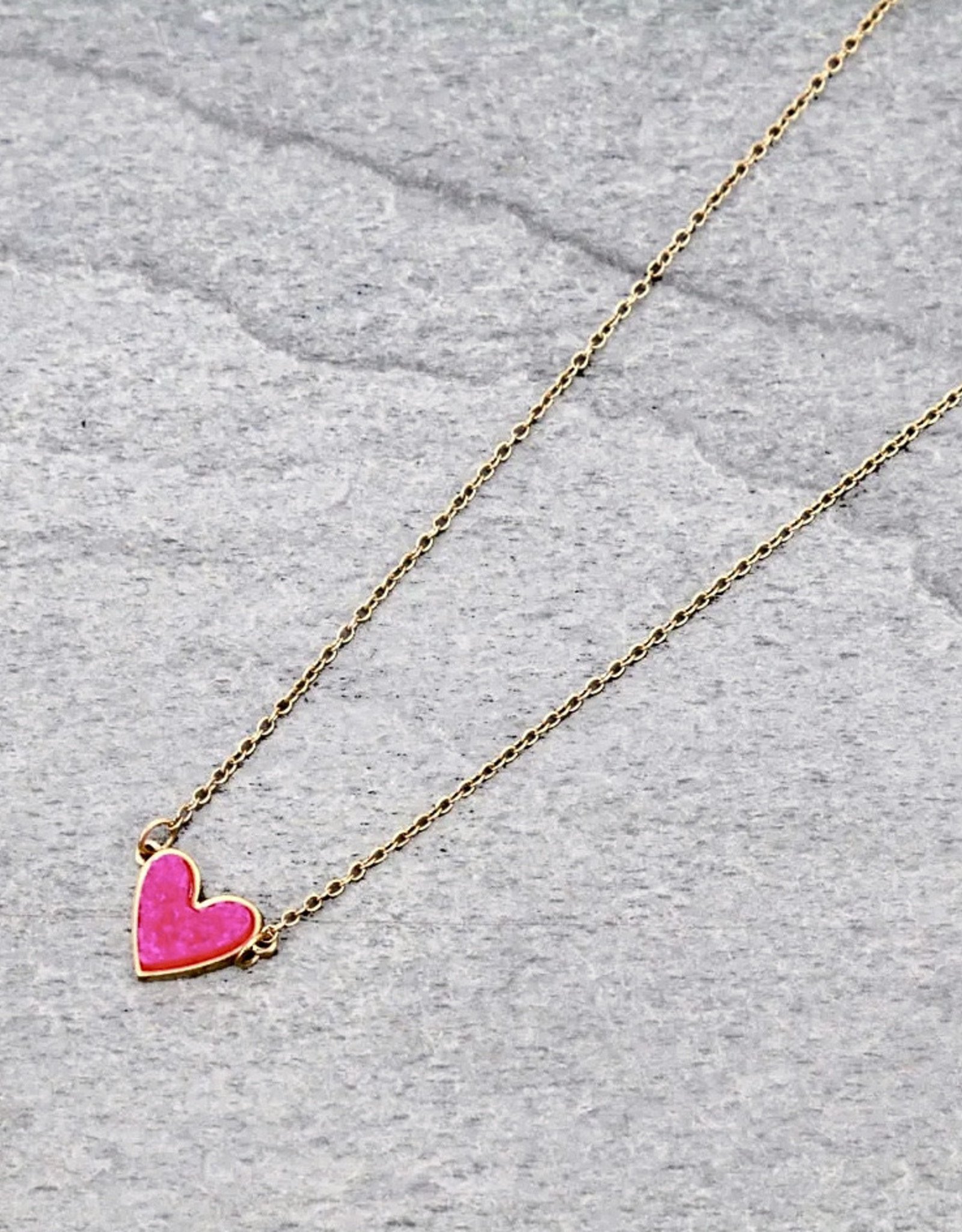 NECKLACE HEART DRUZY GOLD CHAIN