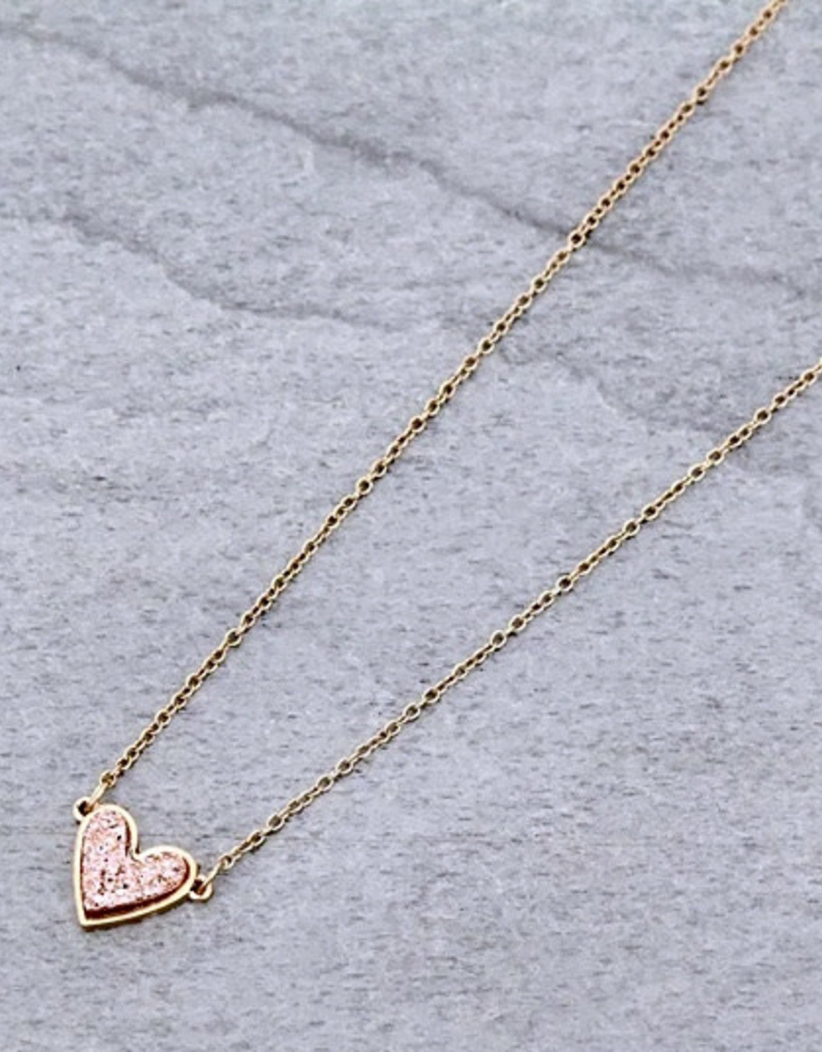 NECKLACE HEART DRUZY GOLD CHAIN