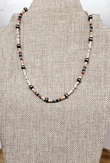 NECKLACE EARTH TONE SEED BEAD W/NAVAJO PEARL
