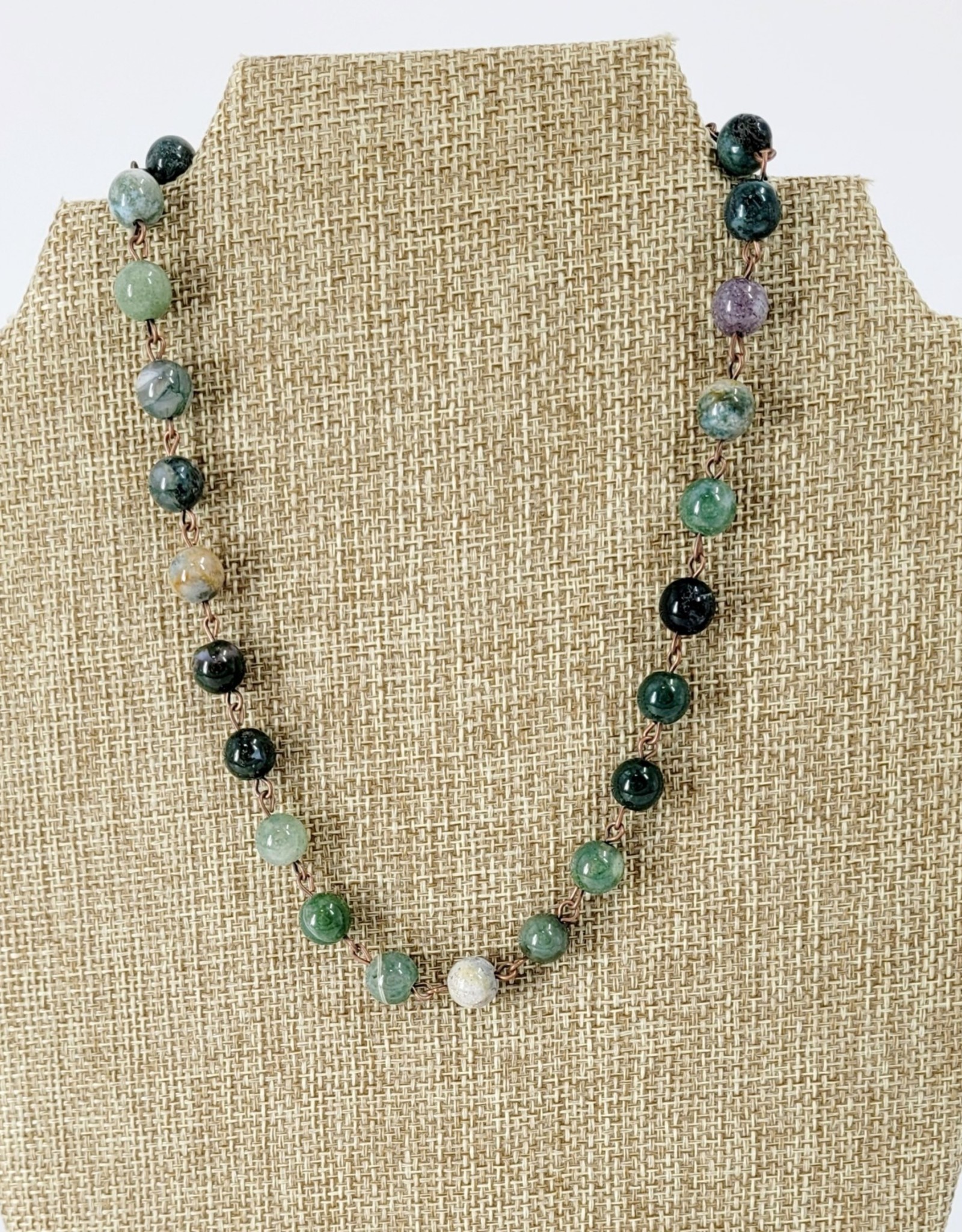 NECKLACE LINKED REAL STONE BEADS