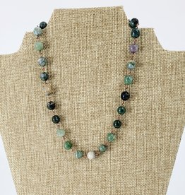 NECKLACE LINKED REAL STONE BEADS