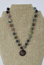 NECKLACE LINKED REAL STONE W/TEXAS COIN PENDANT