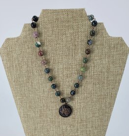 NECKLACE LINKED REAL STONE W/TEXAS COIN PENDANT