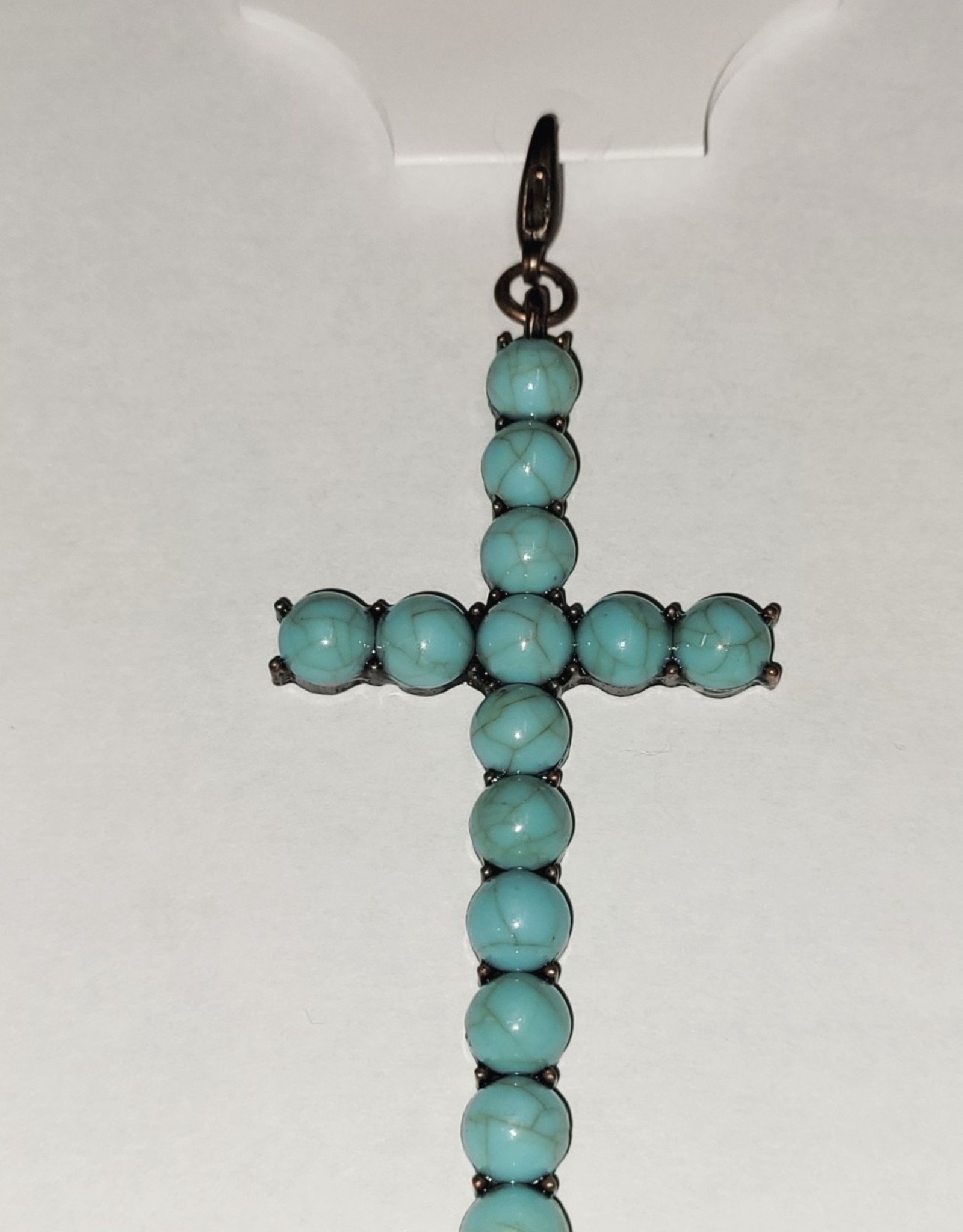 PENDANT CROSS W/SEMI STONE STUD BEADS