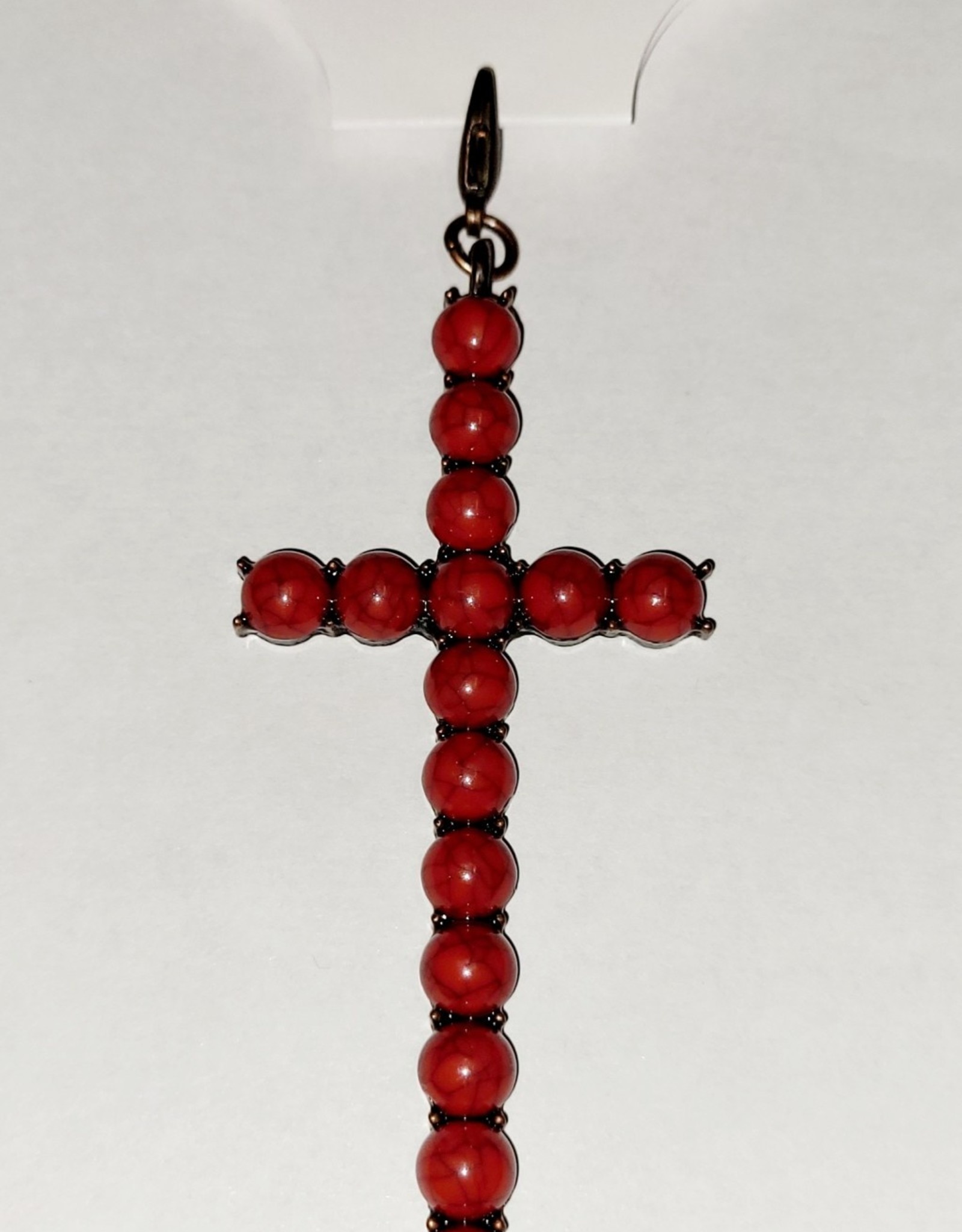 PENDANT CROSS W/SEMI STONE STUD BEADS