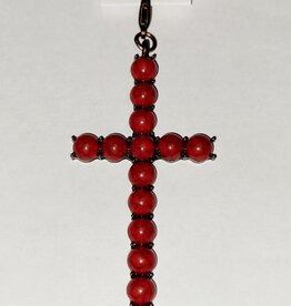 PENDANT CROSS W/SEMI STONE STUD BEADS