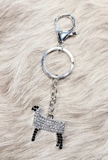 KEY CHAIN SILVER ANIMAL W/CRYSTAL BEADS