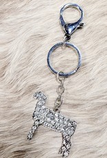 KEY CHAIN SILVER ANIMAL W/CRYSTAL BEADS