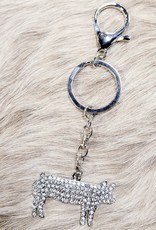 KEY CHAIN SILVER ANIMAL W/CRYSTAL BEADS