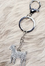 KEY CHAIN SILVER ANIMAL W/CRYSTAL BEADS