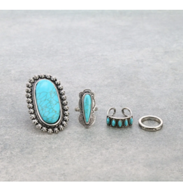 RING WESTERN DESIGN SEMI STONE TURQ 4 OR 5-CUFF SET