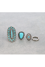RING WESTERN DESIGN SEMI STONE TURQ 4-CUFF SET