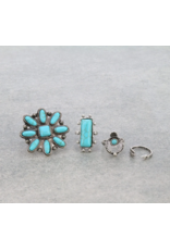 RING WESTERN DESIGN SEMI STONE TURQ 4-CUFF SET