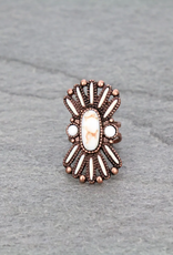 RING WESTERN DESIGN WHITE SEMI STONE CUFF