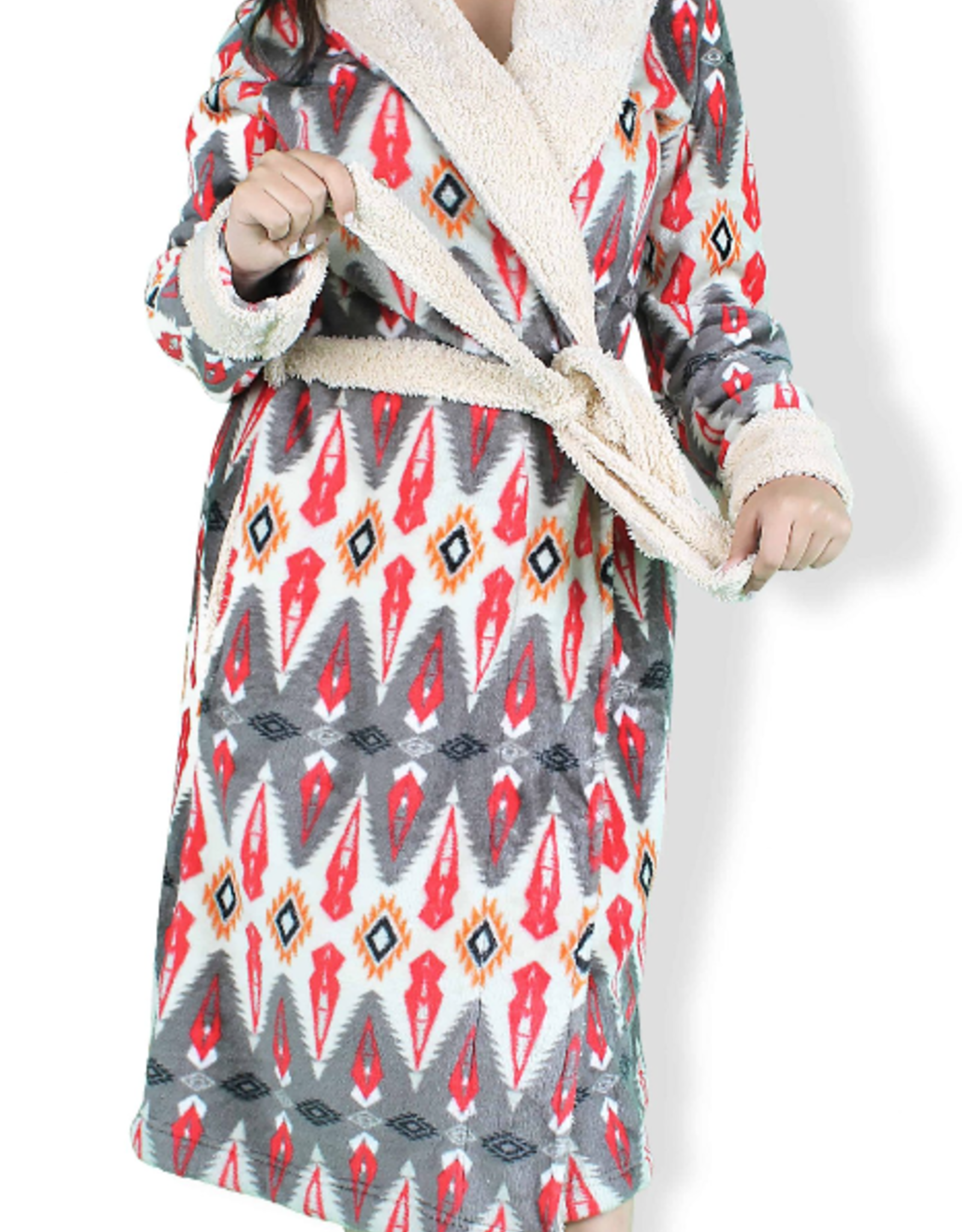 ROBE UNISEX GRAY AZTEC