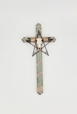 CROSS LARGE GREEN WOOD CROSS W/SKULL & STAR