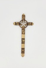 CROSS WOOD WALL DECOR W/METAL & STAR