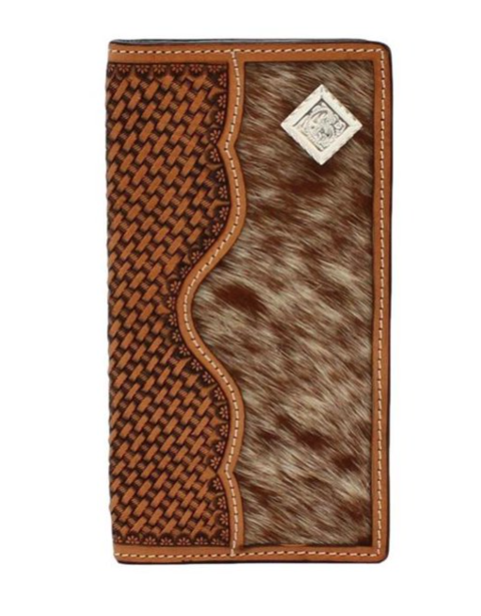 WALLET RODEO COWHIDE INLAY SQUARE CONCHO