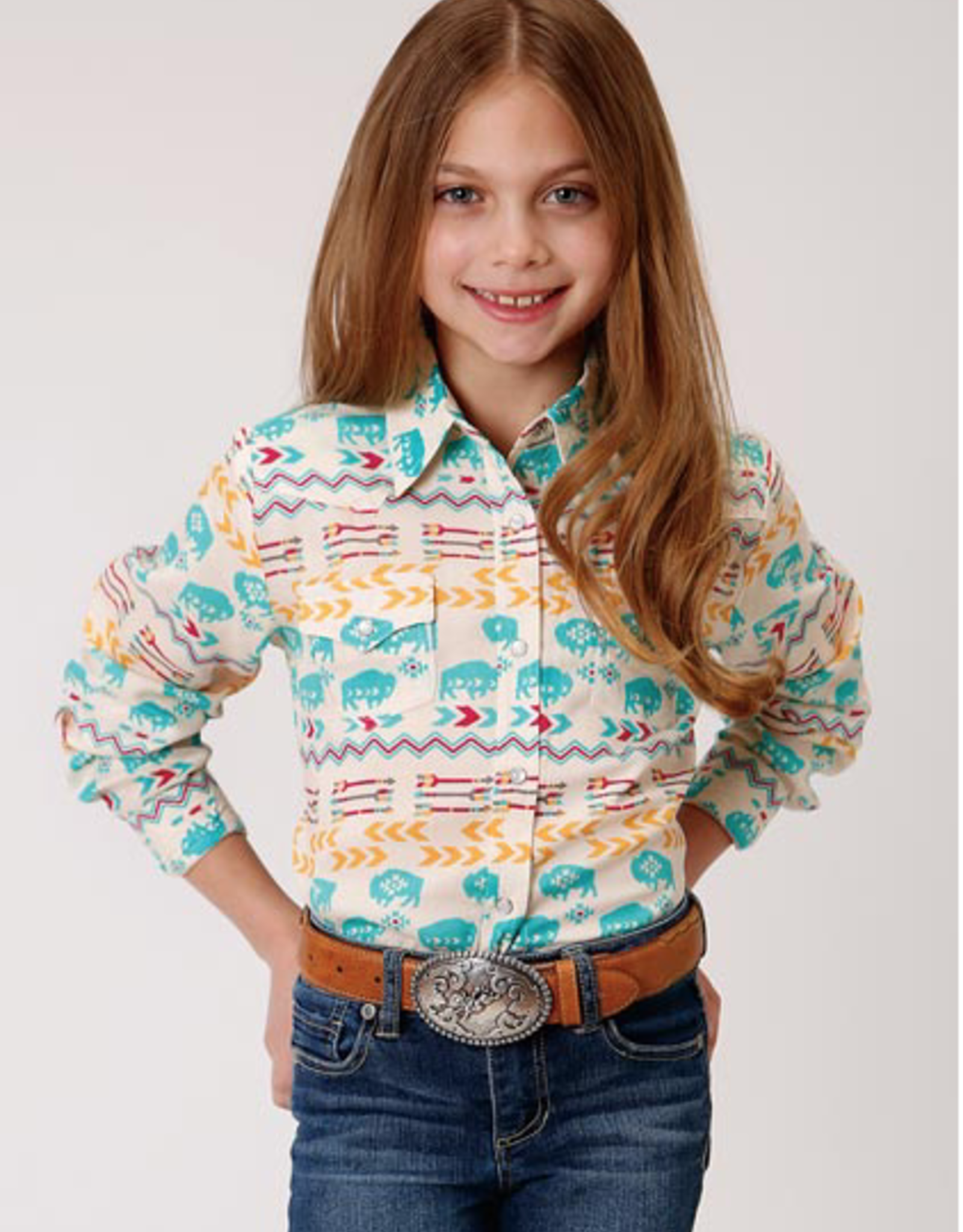 GIRLS ROPER L/S SHIRT BUFFALO ROAM 