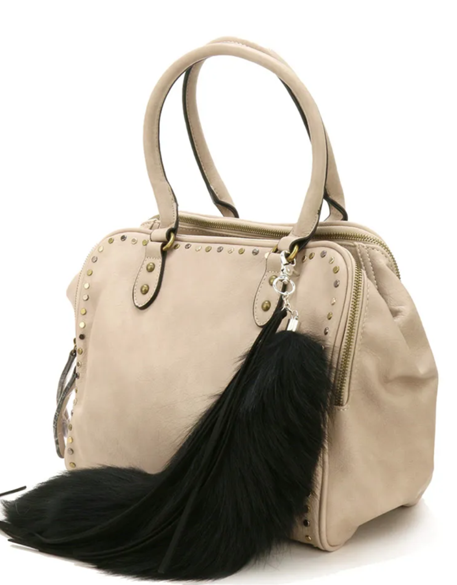 Tassel leather bag charm