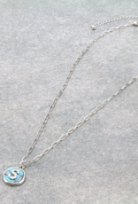 NECKLACE CABLE CHAIN W/INITIAL PENDANT W/TURQ