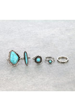 RING WESTERN DESIGN SEMI STONE TURQ 4-CUFF SET