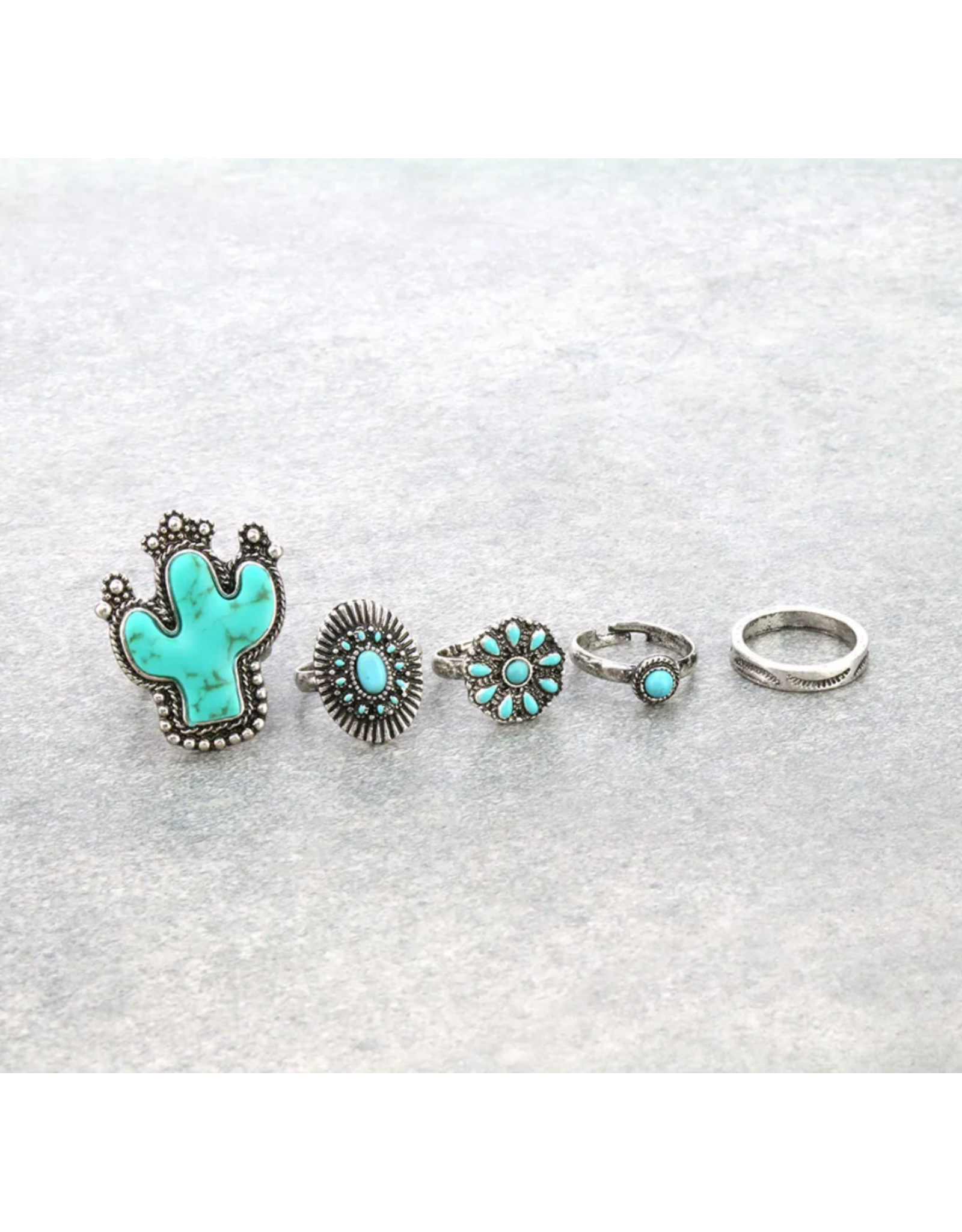 RING WESTERN DESIGN SEMI STONE TURQ 4-CUFF SET