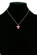 NECKLACE STEER HEAD PINK STONE